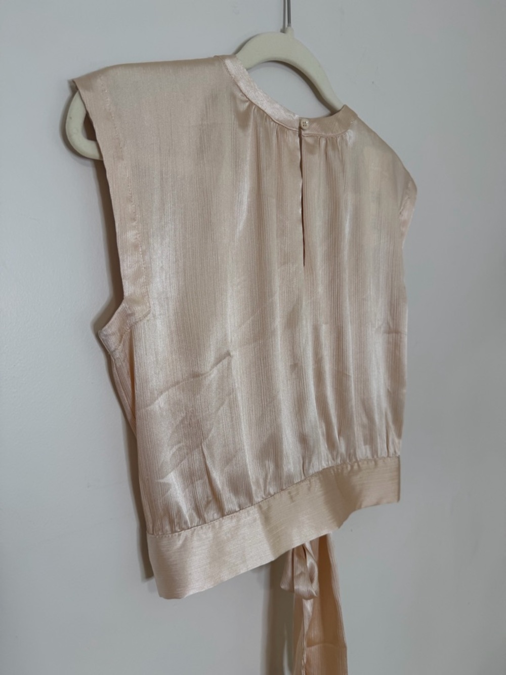Satin Tie-Back Sleeveless Top - Cream - Picture 2 of 6